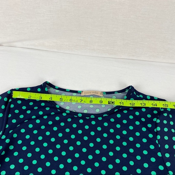 Coco’s CloZet Blue Green Polka Dot Top Blouse Size S - Picture 5 of 7